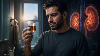 لون البول الداكن صباحًا.. متى يكون أكثر من مجرد قلة شرب الماء؟
